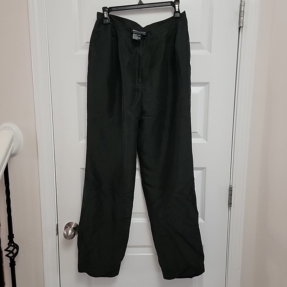 Kasper & Company ASL 100% silk black cropped pants Size 14 lined EUC